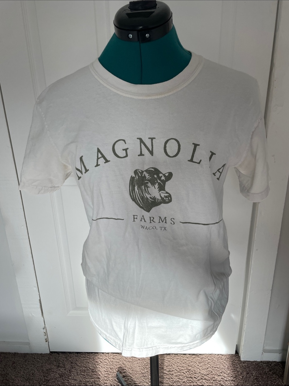 Magnolia White Tee with Gray Farm Graphic